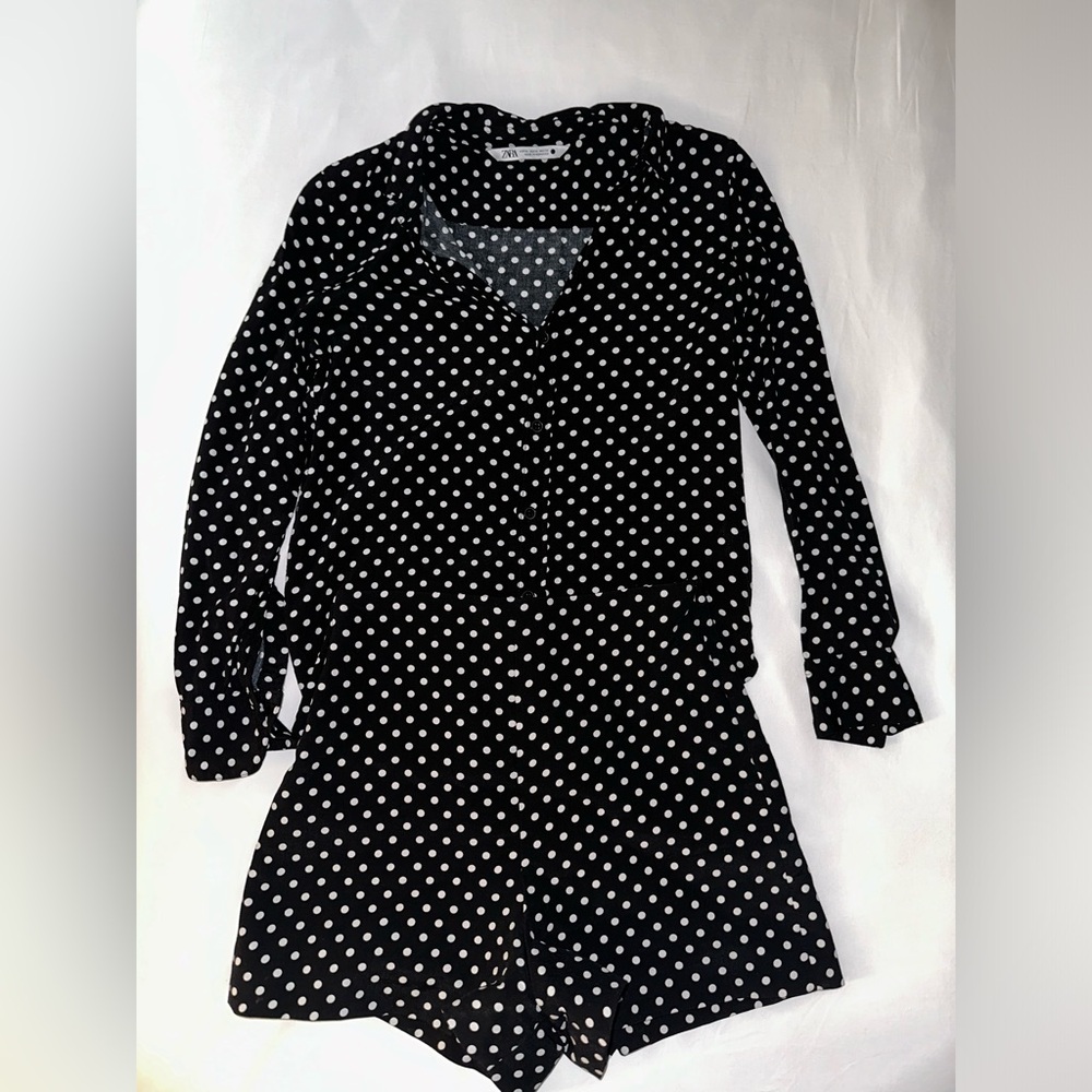 Zara Collection Dot Print Shirt and High Wasted Shorts
